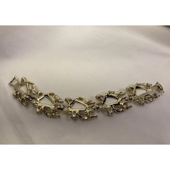 Vintage Coro Bracelet Ivory Baroque Faux Pearl Stone Gold Tone Signed - Picture 3 of 9